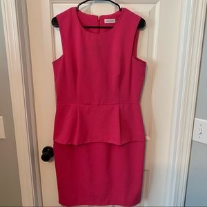Calvin Klein Hot Pink Peplum Dress in Size 12